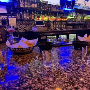 Warm chips and salsa served at bar!