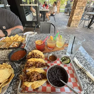 Tacos al Pastor and Margarita flight