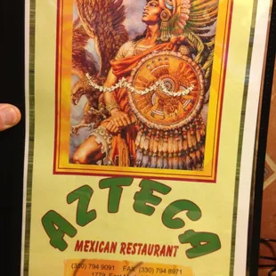 Menu at Azteca