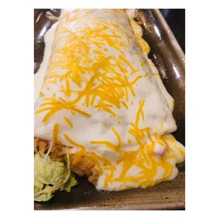 Macho Chicken Burrito With La Crema Sauce