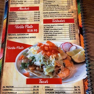 Menu as of Sept, 2022