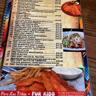 Menu as of Sept, 2022