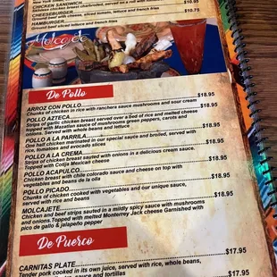 Menu as of Sept, 2022