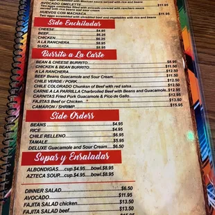 Menu as of Sept, 2022