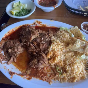 Birria plate, with just rice.