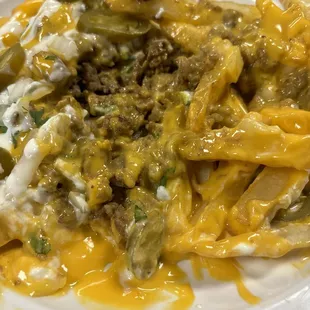 Carne asada fries, aka papas nachos, aka processed cheese soup