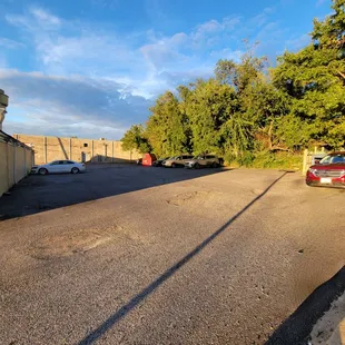 A view of the parking lot behind the restaurant.