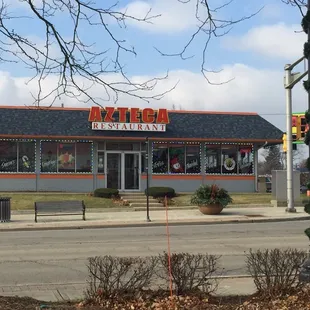 Front of Azteca Restaurant Mundelein, IL.