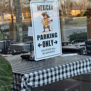 a parking only sign