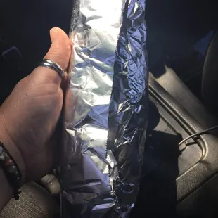 Huge burrito can't wait to dig in
