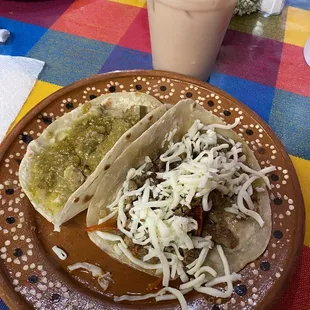 Fajita + Bean w/ flour tortilla  Verde Pork w/ flour tortilla  Horchata