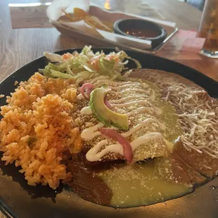 Enchilada plate with 1 chicken mole enchilada &amp; 1 spinach enchilada
