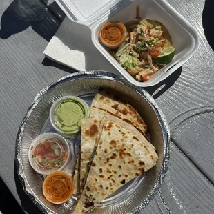 Asada Quesadilla, Camaron Taco