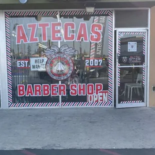 This is the outside of the barber shop