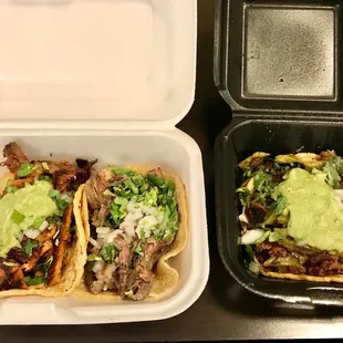 Al Pastor, lengua and Aztek tacos