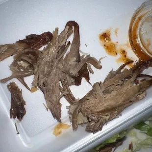 the meat inside the roll tacos. smells gross and old. don't recommend.