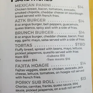 menu