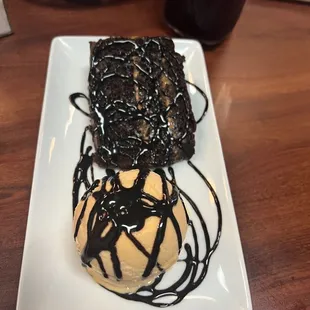 Lucuma ice cream and chocolate cake. Azu Peruvian Restaurant