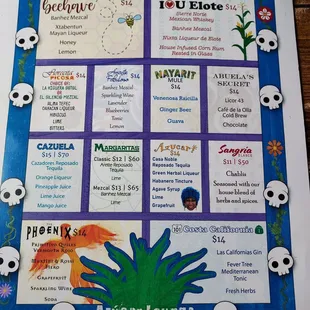 Menu as of August 2023