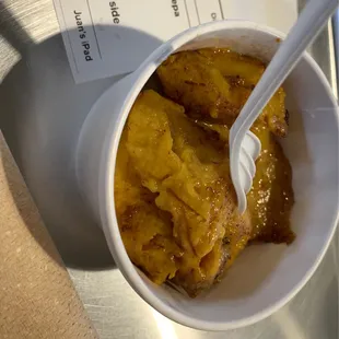 Fried sweet plantains (maduros). I hated the syrup, mass ave had better version