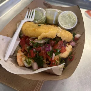 Shrimp  Make Your Own Arepa! Deliciousness on a plate!!!!