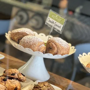 a variety of pastries on display