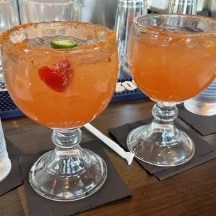 two glasses of drink