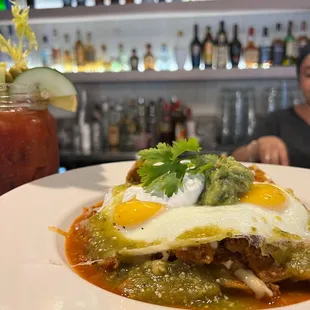 Chilaquiles with turkey chorizo