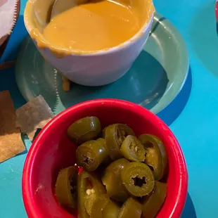 Queso comes with jalapeños.