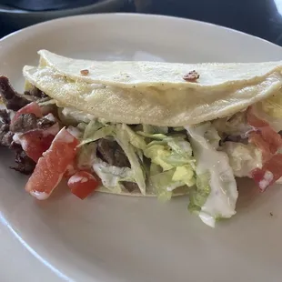 Quesataco with carne asada from lunch menu