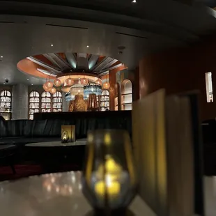 the interior of a fancy restaurant