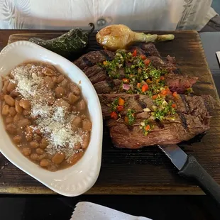 Chimichurri  steak with whole beans