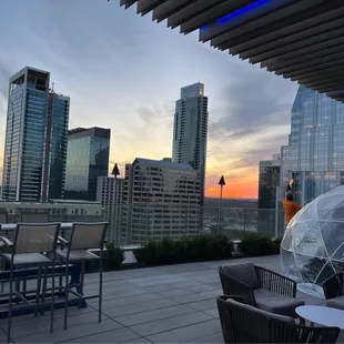 A skyline sunset view