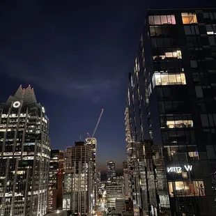 a view of a city at night