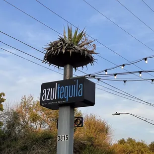 a street sign for azul tequila tequila