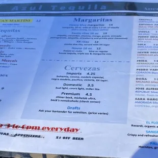 Drink menu