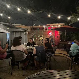 Back yard and live music.