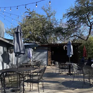 Small outdoor stage for live music on the back patio