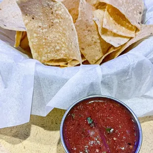 Chips and Salsa. Spicy!!