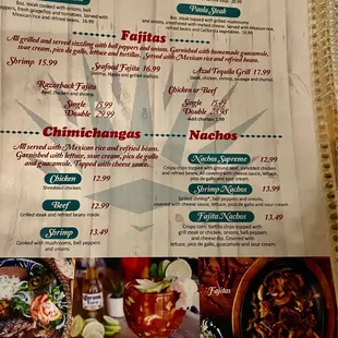 Dinner menu