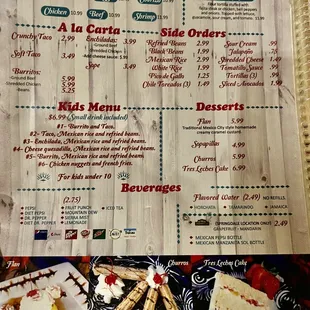 Dinner menu