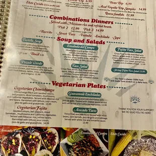 Dinner menu