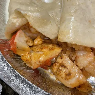 Seafood enchiladas, the crab is imitation FYI