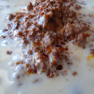 Choriqueso fundido, close-up.