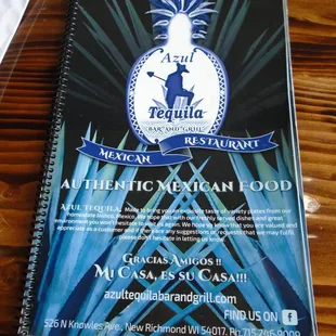 Menu cover.