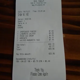 Final tab - lunch #1.