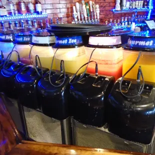 Dispensers at the bar with some pretty cool Mexican style beverages!