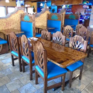 Looking across the restaurant from our corner table.