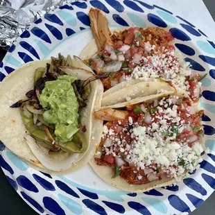 Two Spicy Tinga Tacos and a cactus taco, highly recommended!!