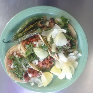 Pastor and carne asada tacos